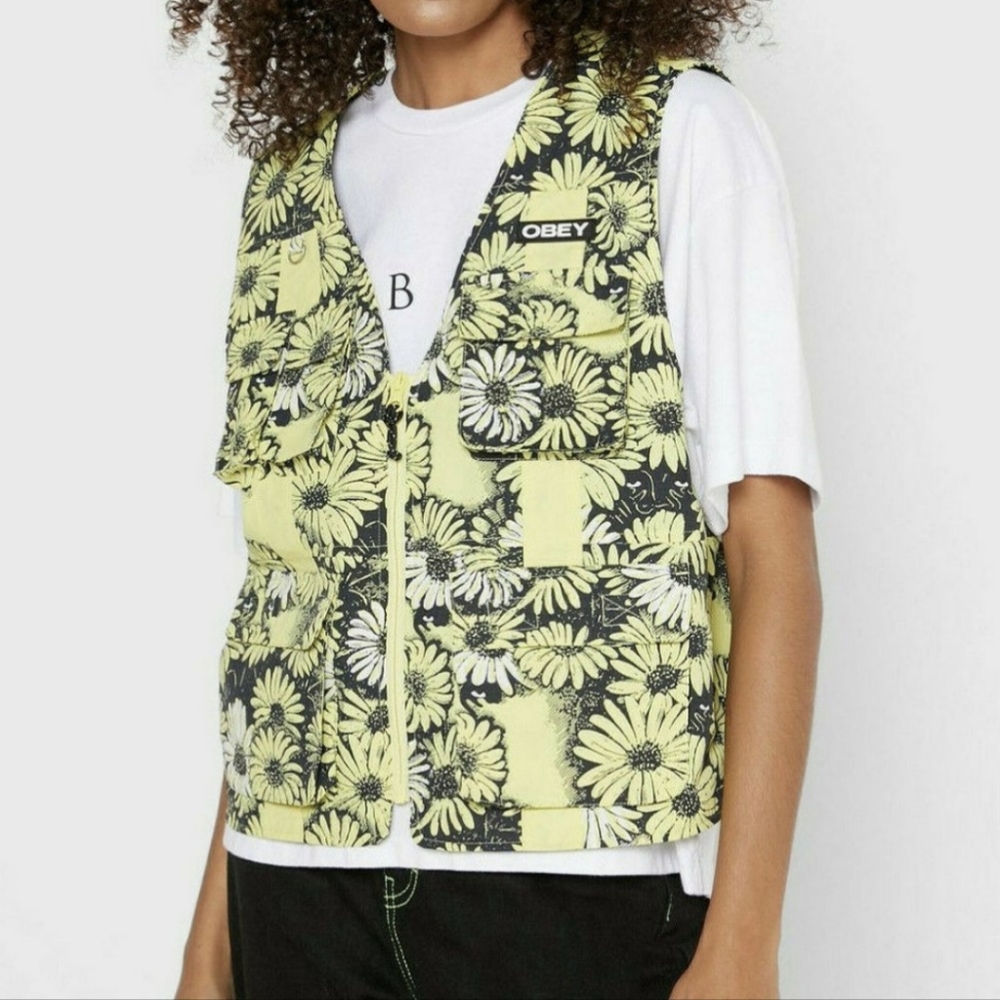Obey Nylon Utility Vest "Daisy" Yellow/Black